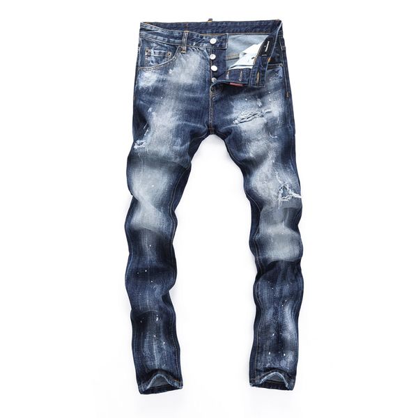 DSQ slim blue Jeans da uomo Cool Guy Jeans foro Classic Hip Hop Rock Moto Design casual Distressed Denim DSQ2 Jeans 396