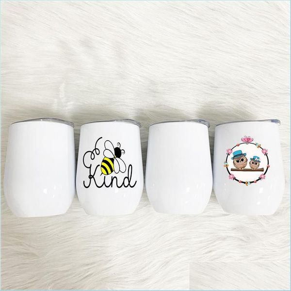 Canecas 12 onças de sublimação caneca caneca de caneca de aço inoxidável xícara de cerveja dupla em forma de parede dupla em forma de café xícaras de graduação grow Deliv Dhskl