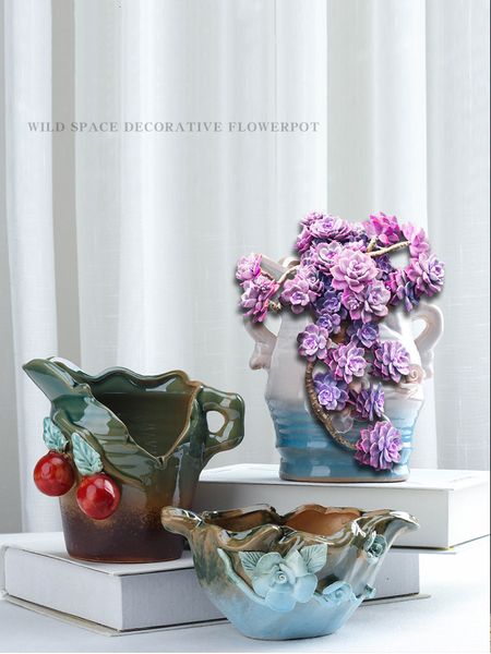 Plantadores vasos de vasos de vasos de variação de flores de cerâmica criativa Fluxo de variação entregues para o escritório de sala de casa semearsai sem vegetação 230508