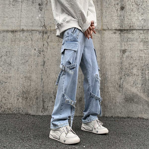 Jeans masculinos Moda de jeans Jeans largo jeans cargo de outono jean calça alta rua high streetwear baggy masculino de jeans de jeans 5xl z0508