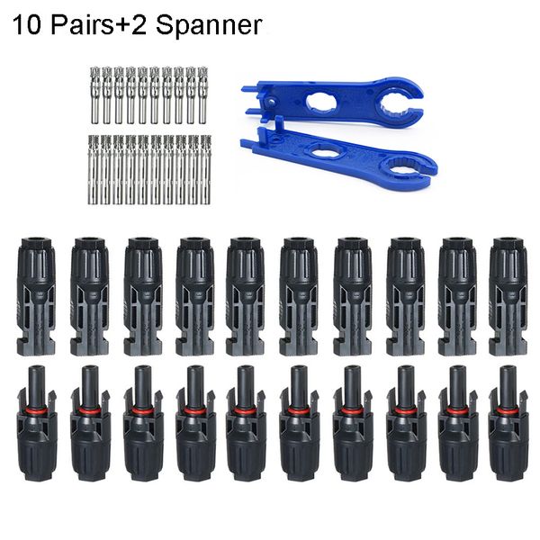 10 Paare Photovoltaikplattenverbindungsstück mit Schraubenschlüssel imprägniern Solarverbindungsstückmann-Frau für Sonnenkollektorkabel 2.5/4/6mm2 Freies Verschiffen