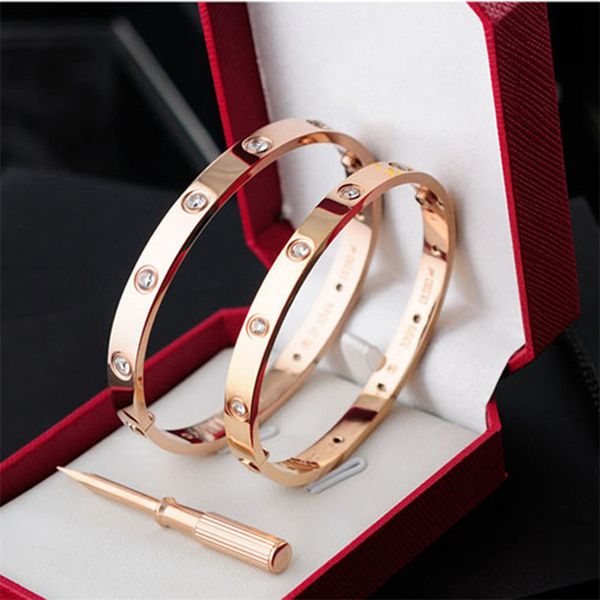 Bracciale in oro rosa love braclet charms braccialetto cacciavite acciaio inossidabile 316L placcato oro unisex festa anniversario braccialetti di diamanti designer per gioielli da donna