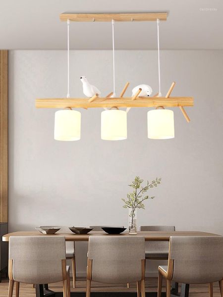 Lampadari a led per tavolo da pranzo cucina moderna soffitto in legno lampada a sospensione loft interno casa soggiorno lampada a sospensione