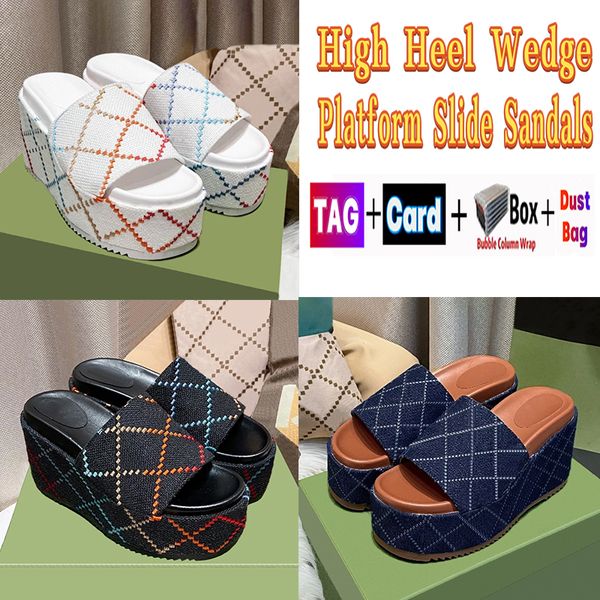 Mit Box 2023 New Style Sandal Sliders Damen dicker Boden High Heel Wedge Platform Slide Sandalen Designer Luxury Sunmmer Beach Black Multi White Jumbo Logo Slippers