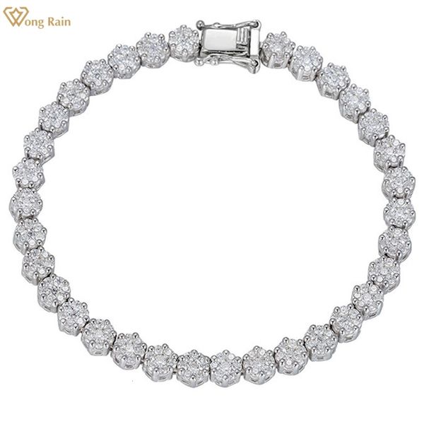 Chain Wong Rain Fashion 100% 925 Серебряное серебро Создано браслет драгоценного камня для женского бракера
