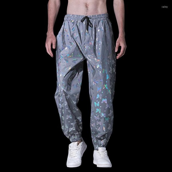 Herrenhosen Parklees Mens Fluorescent Butterfly Jogginghose 2023 Marke Reflektierende Lose Freizeithose Hip Hop Dance Fashion Pantalones
