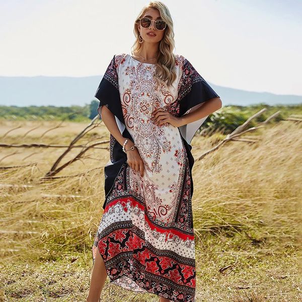 Damenblusen Jastie 2023 Frühling Sommer Paisley Print Lange Tunika Tops Strand Kimono Big Swing Maxi Robe Bluse Bohemian Hippie Chiffon