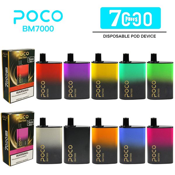 Navio dos EUA warehose Original e cigarro disposbale vapes BM7000 Pré-preenchido 17ml Pod 7000 Puffs 650mah Bobina de malha tipo c recarregável