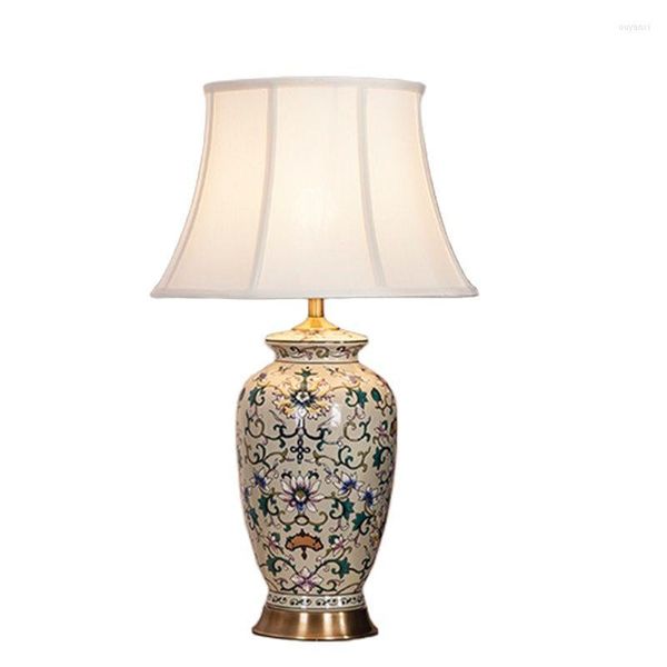 Lâmpadas de mesa Lâmpada de cerâmica chinesa Casamento clássico europeu Sofá canto de porcelana vintage de porcelana Reading Night Light TD039