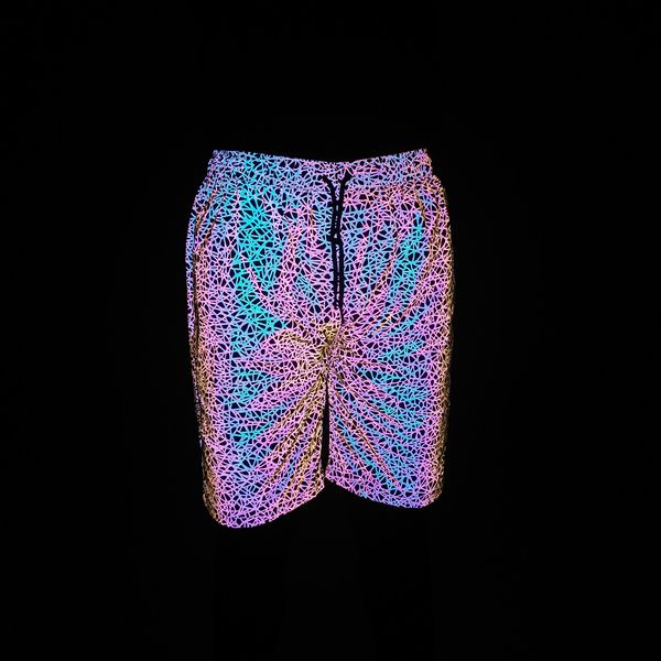 Pantaloncini da uomo Pantaloncini Hip Hop riflettenti colorati Uomo Sport all'aria aperta Notte Riflette la luce Pantaloni corti casual lucenti Bermuda Masculina 230506