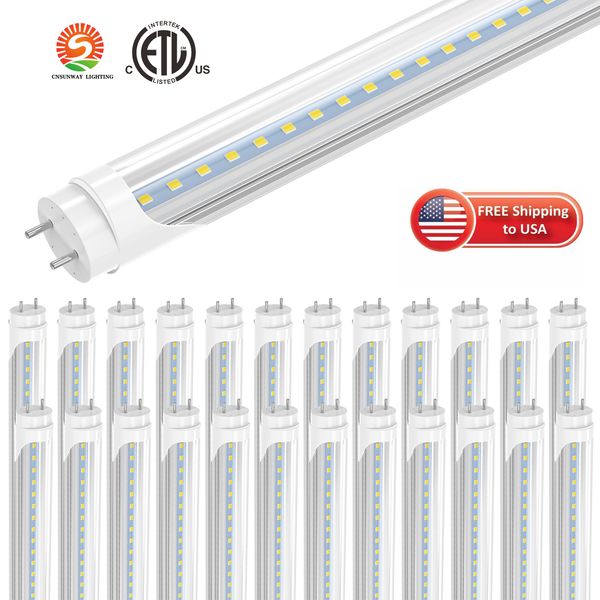 ABD Stock 4ft 1.2m T8 LED Tüp Işıkları Yüksek Süper Parlak 22W Soğuk Beyaz LED Floresan Tüp Ampulleri AC 85-265V ETL Tip B G13 Bi Pin Mağaza Garaj Deposu