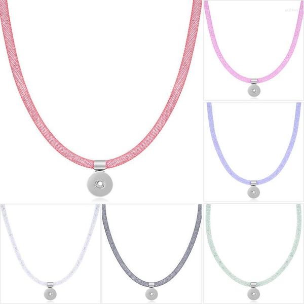 Anhänger Halsketten 18mm austauschbare Kristall Halskette für Frauen DIY 6 Farben Magnetverschluss Ingwer Druckknopf Schmuck mit Charme Neckalce