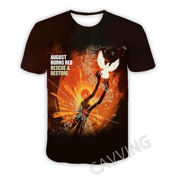 Camisetas masculinas Cavando 3D Impresso August Burns Red Rock Casual camisetas Hip Hop Camisetas Harajuku Tops Roupas para homens/mulheres T01 230508