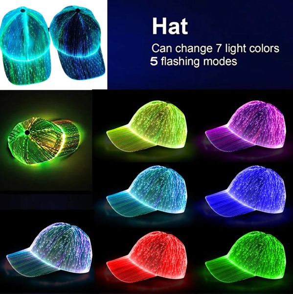 LED Baseball Caps Festival de Música de Holida de Férias Luminosa Xmas Halloween Hip Hop Partys Hat Hat Ajustável Party Party Street Dance Hat