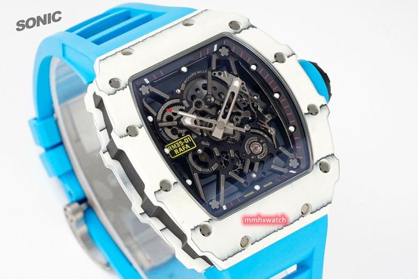 Milles Watch RicharMilles Relógios Luxo Mecânico Movimento Mecânico Mostrador de Cerâmica Pulseira de Borracha Soinc RM3501f eaturesR MUL3c continuamente mptym anualu ppe