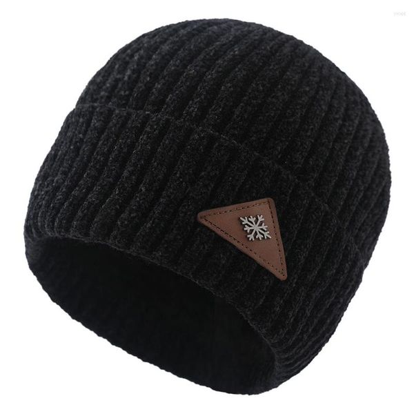 Berretti Cappello invernale Uomo Skullies lavorato a maglia Berretti Peluche Spessa Calza calda Donna Berretto di copertura senza tesa Cuffia con risvolto