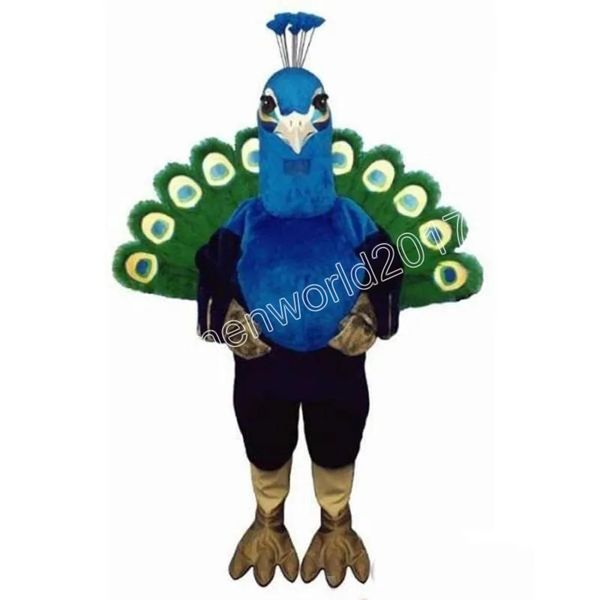 Professionelles Blauer Pfau Maskottchen Kostüm Simulation Zeichentrickfigur Outfits Anzug Erwachsene Outfit Weihnachten Karneval Kostüm für Männer Frauen