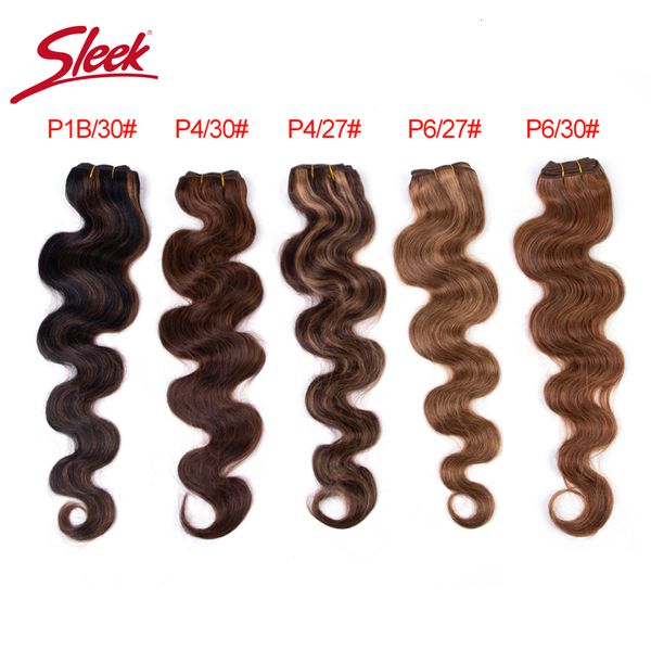 Hair Bulks Sleek Brazilian Blond P4/27 P6/27 Body Wave Human Weave Bundles Natural Brown P6/30 P1B/30 Colored 230508