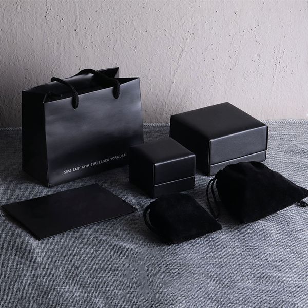 Fashion Box Black Zee Horseshoe Printed Velvet Bag Ring Box Bracciale Box Packaging