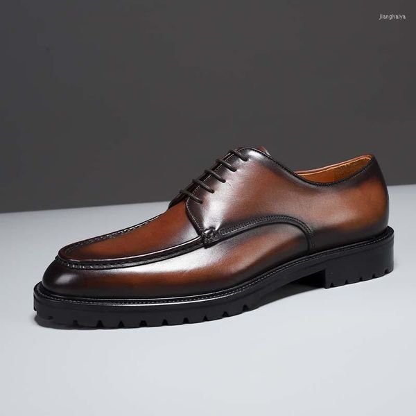 Scarpe eleganti da uomo in pelle di lusso da lavoro Oxford in pizzo marrone da uomo in gomma traspirante formale da ufficio da uomo