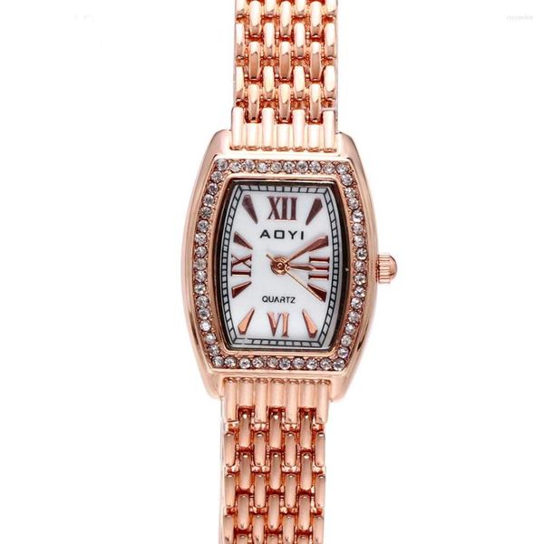 Orologi da polso orologio oro oro rosa forma rettangolo di rettangolo sottile band metallo ol design orologi classici per donne