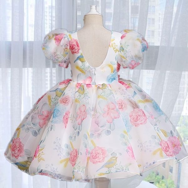 Abiti da ragazza Abito con maniche a sbuffo a fiori Bambino Vestito da principessa per bambine Bambini 3 6 8 anni Tutu Abito da ballo Natale Costume per bambini Vestito da festa di compleanno 230508