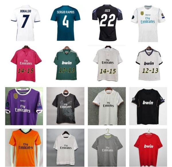 Camisas de futebol retrô Benzema Isco Real Madrids 2011 2012 2013 2014 2015 2016 2017 2018 RONALDO 10 11 12 13 14 15 Modric marcelo BALE SERGIO RAMOS camisa de futebol chinês