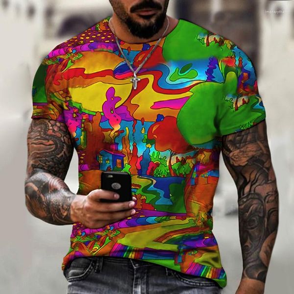 T-shirt da uomo 2023 Camouflage T-shirt da uomo Harajuku Pattern Style Stampa 3D Hip-hop Cool Handsome Oversize Abbigliamento per adulti