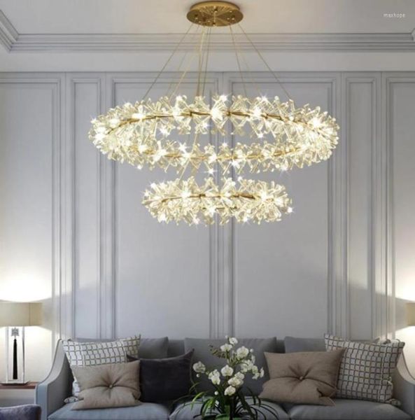 Chandeliers Crystal Living Room Chandelier Modern Luxury Round redonding pendurado decoração de lâmpada de teto leve para jantar de jantar decoração de cozinha