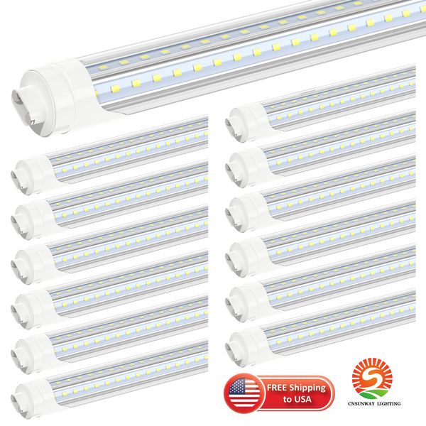 Tubo de luz led t8 r17d 8ft 2.4m led forma de v luz de brilho duplo para portas mais frias luzes led iluminação lâmpada fluorescente para loja garagem fio direto sem reator