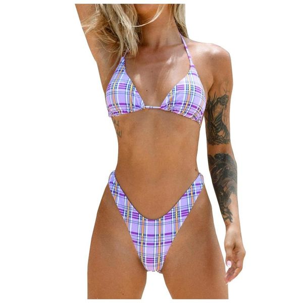 Biquínis brasileiros de moda de banho feminina 2023 Mulheres Push Up 2 Peça Bikini de tamanho grande para gordo Halter Top Stringi Damskie