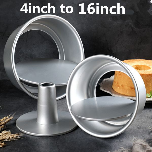 Backen Gebäckwerkzeuge Rundes mittleres Loch Legierung Chiffon Kuchen Toast Brotpfanne Abnehmbarer Boden Hohle Schornsteinform DIY Backwerkzeuge backen Modell Brotkasten 230506