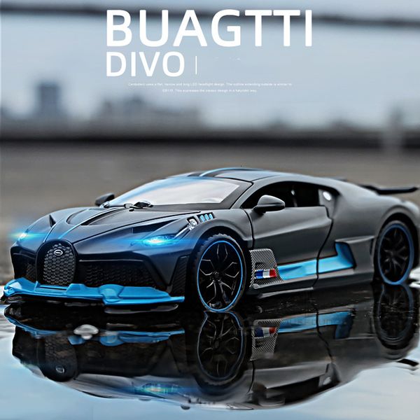 Самолеты Modle 1 32 Сплав сплав Diecasts Metal Toy Car Модель Bugatti Divo Minaiture с Light S для мальчиков Kids Christmas GI 230508