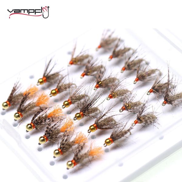 Köderköder Vampfly 14 24pcs Fliegen Box Tungsten Bead Head Brass Beadhead Normale Nymphe schnell sinkende Fliege zum Forellenbarschangeln 230508