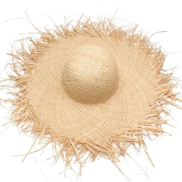 Stingy Brim Hats Handmade Women Straw Sun Large Wide Gilrs High Quality Natural Raffia Panama Beach Caps For Holiday 230508