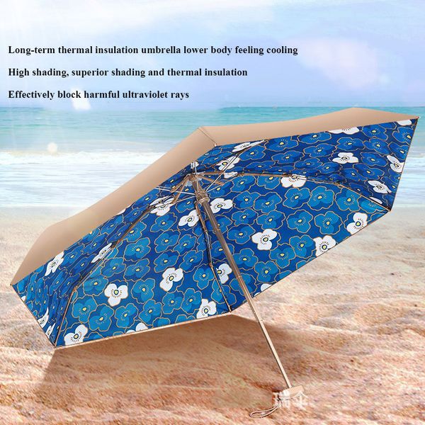 Guarda-chuvas Mulheres Seis dobradas Mini Pocket Gold Pocket Small Pocket Rain and Sun Protection Women Women Shade Umbrella UV Protection 230508