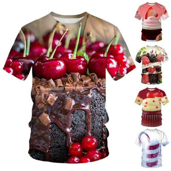 T-shirt da uomo 2023 T-shirt stampata in 3D estiva da uomo e da donna divertente torta dolce moda casual top