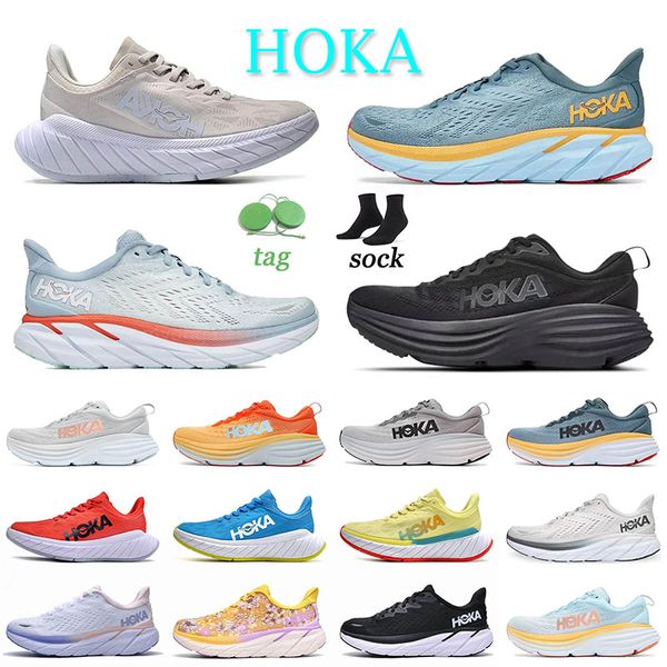 Hoka bondi 8 negro Zapatillas de running Lilac Marble Clifton 8 Zapatillas Goblin Blue lunar rock Hombre Zapatillas deportivas hokas Carbon Nimbus Cloud Mujer Zapatillas ligeras blue fog