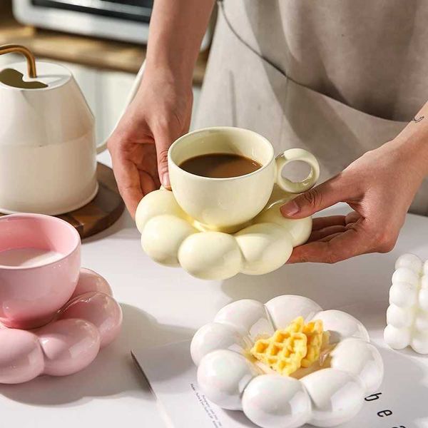 Coffee Tea Tools 220ml tazze da caffè in ceramica tazza creativa con piattino girasole colazione a casa tè pomeridiano tazza da caffè set da caffè regali di compleanno P230508