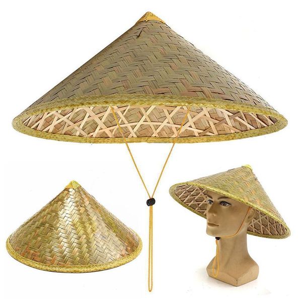 Chapéus ao ar livre estilo chinês bambu chapéu de sol chapéu de pesca de sol chapéu de sol e chuva à prova de palha de viagem de viagem à mão 230506