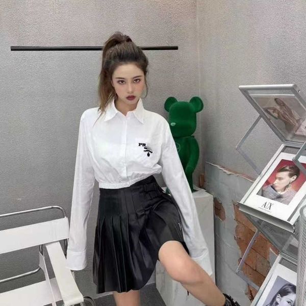 Designer casual camisa senhoras lapela cardigan casaco moda impressão cashmere camisas de manga comprida cortada cordão umbilical topo