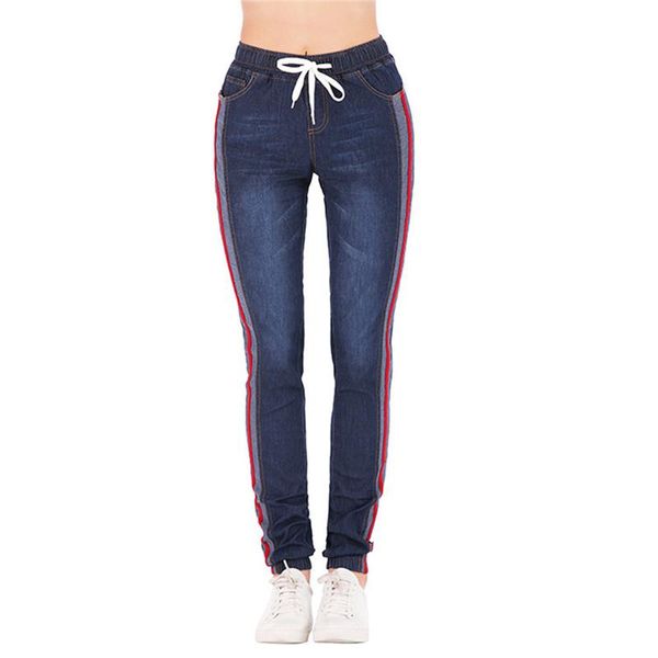 Jeans femininos de tamanho grande outono vintage streetwea alta elástica e jeans solto de jea