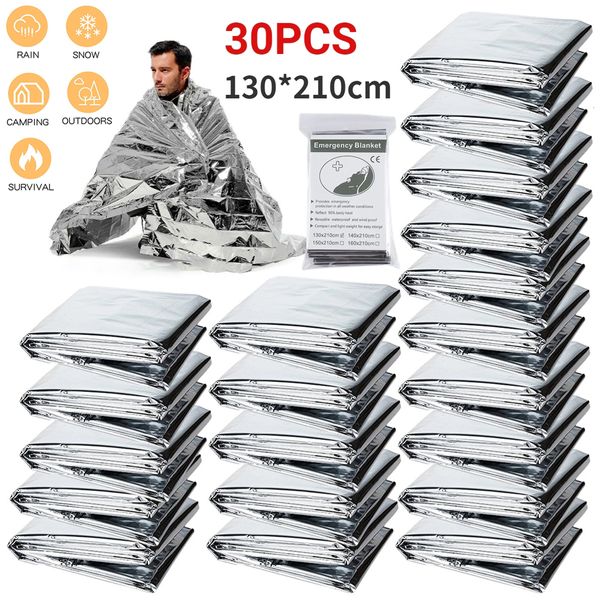 Sacchi a pelo 5-30 coperte di sopravvivenza di emergenza all'aperto tende di salvataggio argento impermeabili lamina coperte militari termosensibili 130x210 cm 230506