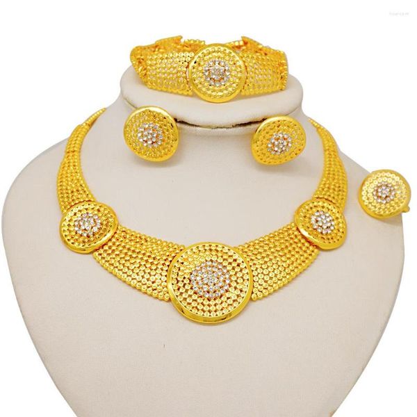 Brincos de colar Jóias Africanas Big Dubai Etiópia 24K Color Jewellery Breathring Bracelete para mulheres gargantilhas de noiva por atacado