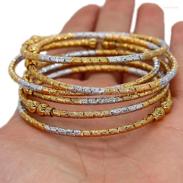 BANGGLE L'ingrosso Dubai Ladies India Bracciale africano Gioielli Oro Colore Gold Bead Regalo da sposa etiope da sposa