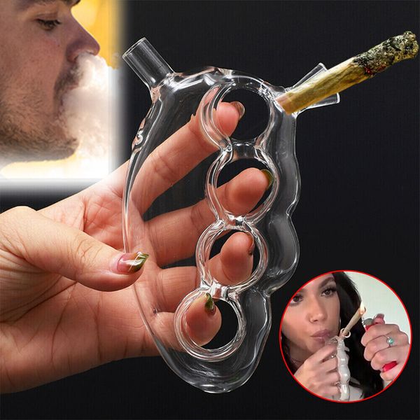 Knuckles Glass Bong Hookahs Pipa a mano Fumo bongs tampone a rig con cui pipa ad acqua riciclatrice per riciclar per rotola