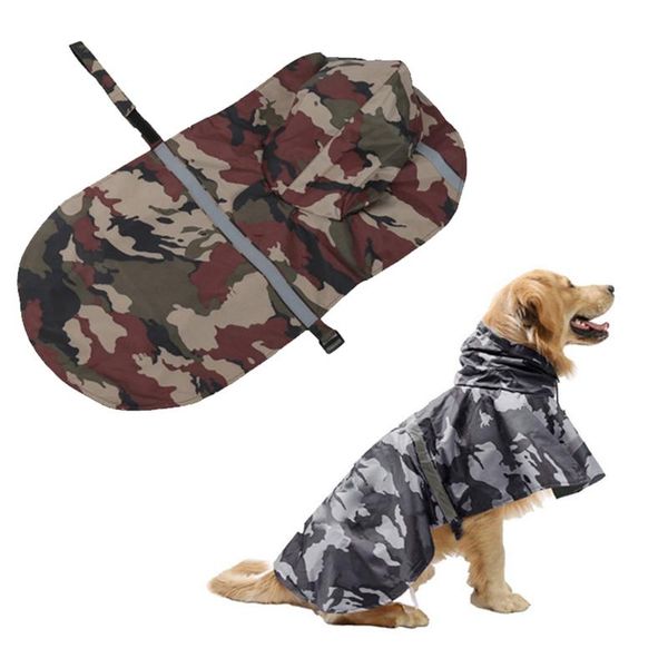 Impermeabili Camouflage Impermeabile per cani di grandi dimensioni Impermeabile da neve Abbigliamento per cani di grandi dimensioni Cappotto Giacca antipioggia Poncho per cani medio riflettente con foro di trazione