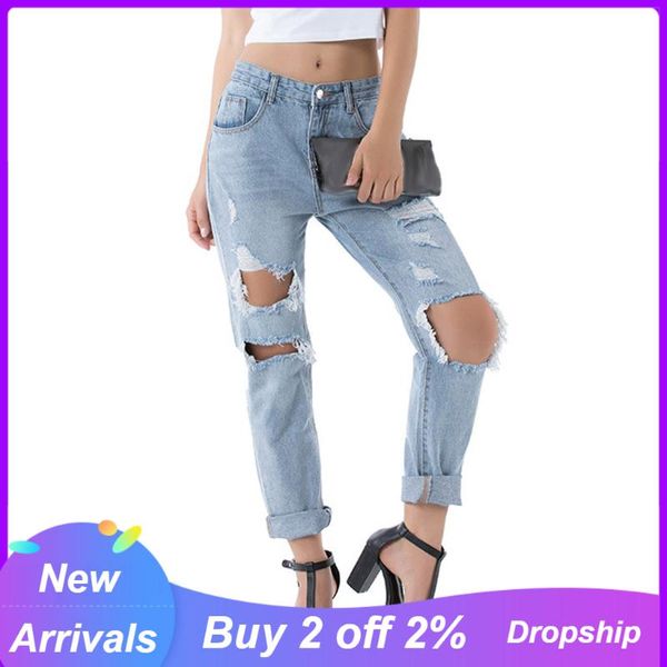 Jeans da donna Donna a vita alta con foro 2023 Articoli in saldo Abbigliamento Gamba larga Abbigliamento in denim Blu Streetwear Moda Pantaloni vintage