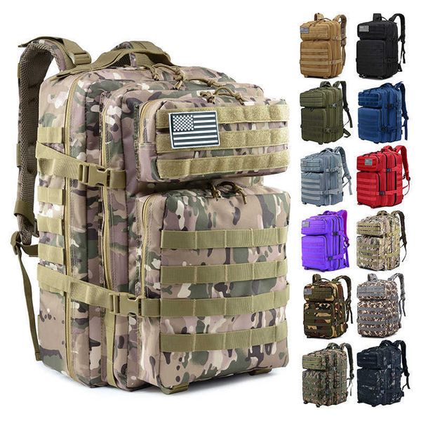 Backpacking Packs 50L 1000D Nylon Zaino militare tattico impermeabile 3 giorni Assault Pack Molle Bag Outdoor Escursionismo Arrampicata Campeggio Army Zaino P230508