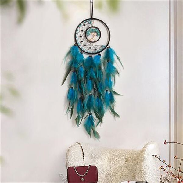 Parede pendurada dreamcatchers gem árvore de cristal de vida apanhador de sonho de decoração de decoração de vento sinos de vento ornamentos de sonho gc2101